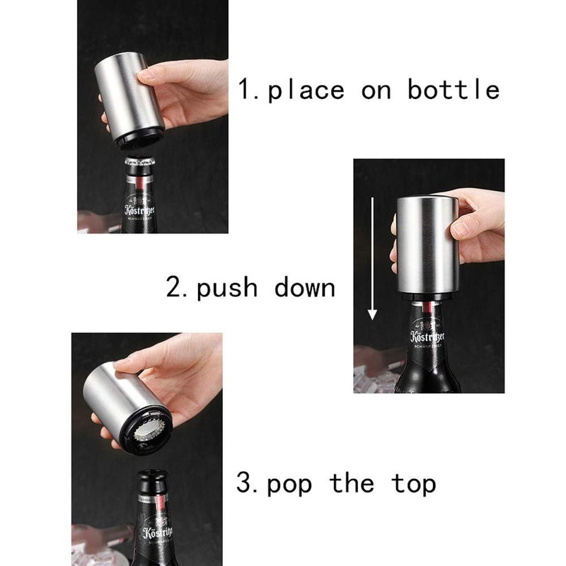 Wekioger 4 Pcs Stainless Steel Magnetic Beer Bottle Opener with Automatic Cap Catcher - Image 2